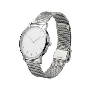 Unisex Silver Stainless Steel Mesh Quartz Wristwatch